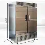 Commercial Reach in Refrigerator, 54" x 32" x 81 3/8", 42 Cubic Ft, Double Door Stainless Steel Fridge, for Restaurant - Image 4