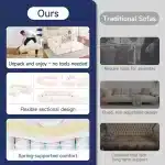 New 108" Plush Corduroy Cloud Couches Sectional Sofa with L-Shaped Modular Boneless Sofa for Living Room - Image 3