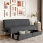 Serta Windsor Futon with Storage and Power, Gray Fabric - Image 3