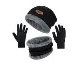 Loritta 3 Pack Womens Winter Hats and Casual Scarf Set Soft Winter Gloves