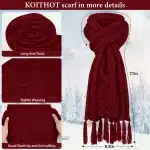 KOITHOT 3‑Piece Women Winter Set – Beanie, Gloves & Scarf-Red - Image 2