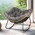 Oversized Papasan Wicker Rocking Chair with Cushion