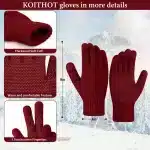 KOITHOT 3‑Piece Women Winter Set – Beanie, Gloves & Scarf-Red - Image 3