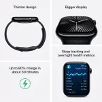 Apple Watch Series 10 GPS 42 mm Smartwatch - Jet Black Aluminium Case - Black Sport Band