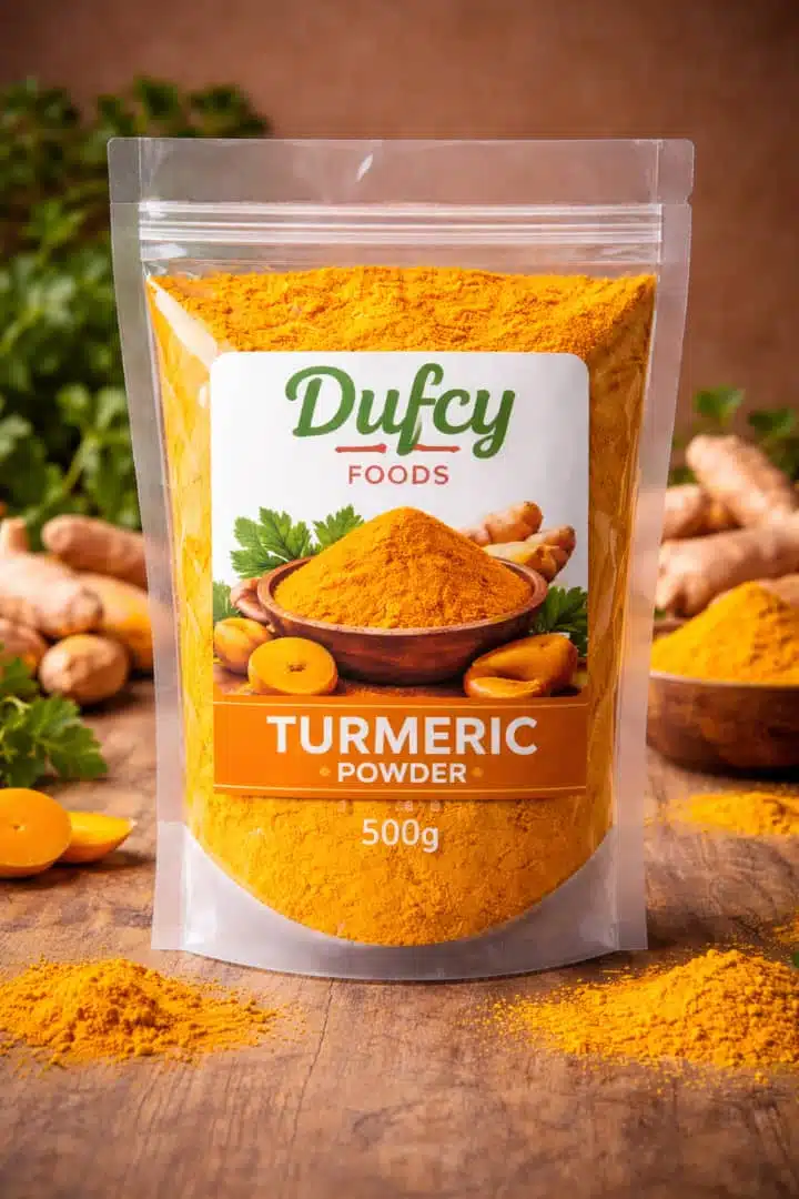 Dufcy Foods Premium Turmeric Powder - Organic & Pure Curcuma for Health & Cooking