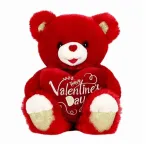 Valentine's Day Classic Sweetheart Teddy Bear Plush, Red, 7.9"