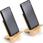 Bamboo Phone Holder for Desk Portable Cell Phone Dock Portable Bamboo Stand With Charging Hole - Image 3