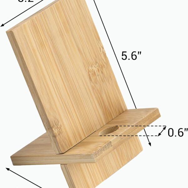 Bamboo Phone Holder for Desk Portable Cell Phone Dock Portable Bamboo Stand With Charging Hole