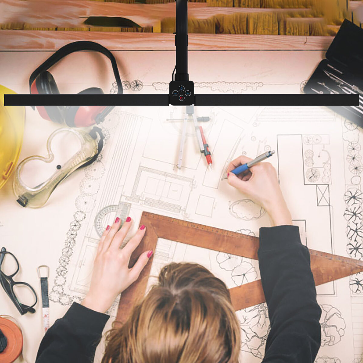 LED Desk Lamp for Home Office - Eye-Caring Architect Lamp with Clamp, Dual Screen Monitor Gooseneck Smart Light