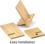 Bamboo Phone Holder for Desk Portable Cell Phone Dock Portable Bamboo Stand With Charging Hole - Image 2
