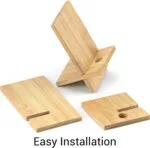 Bamboo Phone Holder for Desk Portable Cell Phone Dock Portable Bamboo Stand With Charging Hole - Image 2