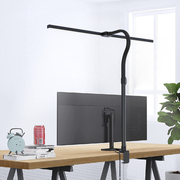 LED Desk Lamp for Home Office - Eye-Caring Architect Lamp with Clamp, Dual Screen Monitor Gooseneck Smart Light - Image 3