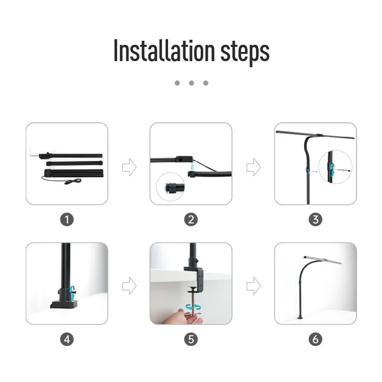 LED Desk Lamp for Home Office - Eye-Caring Architect Lamp with Clamp, Dual Screen Monitor Gooseneck Smart Light