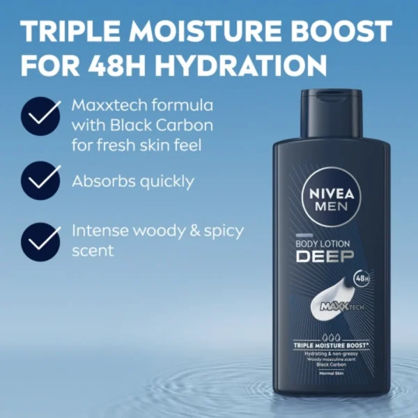 Nivea Men Deep Body Lotion - 400ml - Image 4