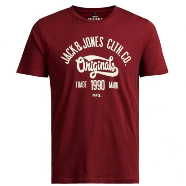 Jack & Jones Men's Original 1990 Tee - Premium Wine Cotton T-Shirt