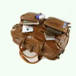Premium Genuine Leather Laptop Bag Brown - 15.6 inch Professional Messenger Briefcase - Image 4