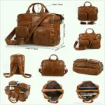 Premium Genuine Leather Laptop Bag Brown - 15.6 inch Professional Messenger Briefcase - Image 5